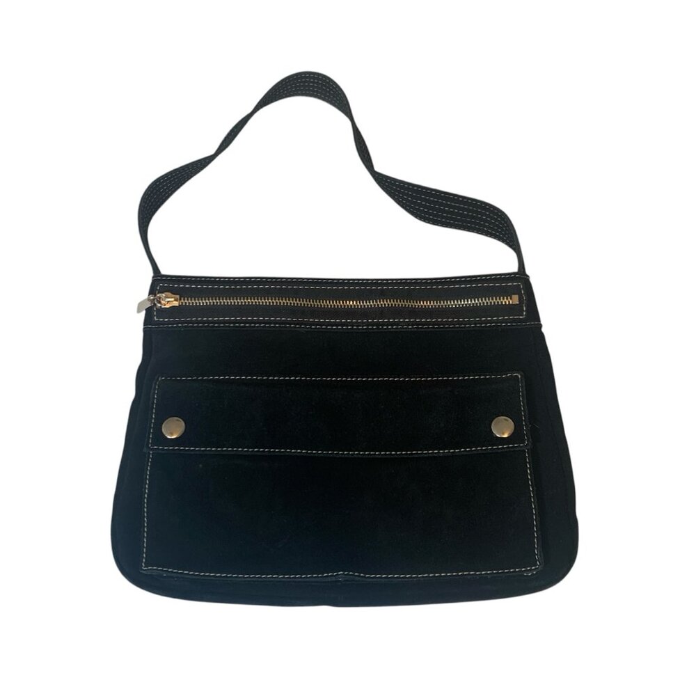 Banana Republic Suede Leather Purse Black Handbag